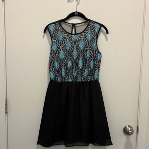 Black Dress with Teal and Gold Sequins